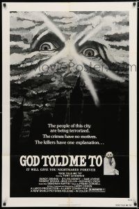 2h376 GOD TOLD ME TO 1sh '76 Larry Cohen satanic sci-fi, it will give you nightmares forever!