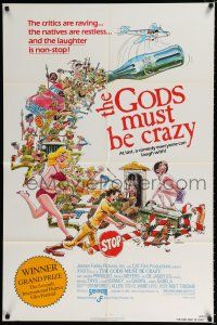 2h380 GODS MUST BE CRAZY 1sh '82 wacky Jamie Uys comedy about native African tribe, Goodman art!
