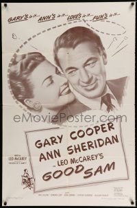2h385 GOOD SAM 1sh R57 great art of Gary Cooper & sexy Ann Sheridan spilling coffee!