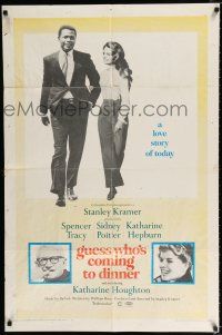 2h407 GUESS WHO'S COMING TO DINNER 1sh '67 Sidney Poitier, Spencer Tracy, Katharine Hepburn!