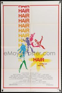 2h418 HAIR 1sh '79 Milos Forman, Treat Williams, musical, let the sun shine in!