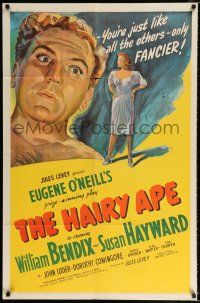 2h419 HAIRY APE 1sh '44 written by Eugene O'Neill, cool artwork of William Bendix & Susan Hayward!