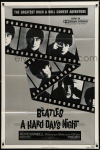 2h426 HARD DAY'S NIGHT 1sh R82 great image of The Beatles on film strip, rock & roll classic!