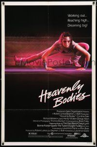 2h434 HEAVENLY BODIES 1sh '85 sexy girl workout pose, Working out...Reaching high...Dreaming big!