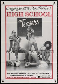 2h451 HIGH SCHOOL TEASERS 1sh '81 cheerleaders in football pads & little else!