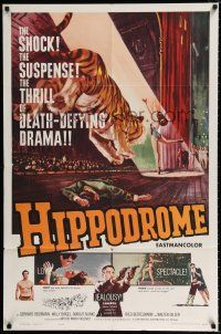 2h453 HIPPODROME 1sh '59 Geliebte Bestie, Tom Jung circus art, the thrill of death-defying drama!