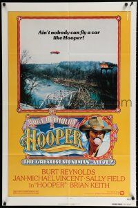 2h459 HOOPER advance 1sh '78 great portrait of stunt man Burt Reynolds car jumping ravine!