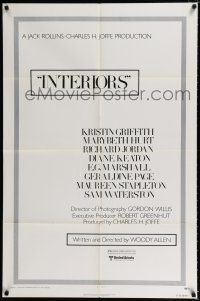 2h488 INTERIORS 1sh '78 Diane Keaton, Mary Beth Hurt, directed by Woody Allen!