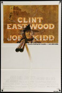 2h506 JOE KIDD 1sh '72 cool art of Clint Eastwood pointing double-barreled shotgun!