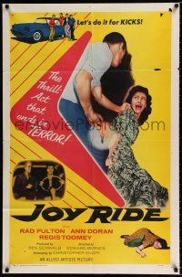 2h508 JOY RIDE 1sh '58 the thrill act that ends in terror, bad teens & fast cars!