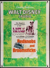 2h528 LADY & THE TRAMP/BEDKNOBS & BROOMSTICKS 1sh '70s Walt Disney double-feature!