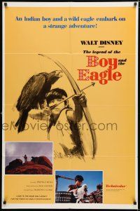 2h558 LEGEND OF THE BOY & THE EAGLE 1sh '67 Walt Disney, cool art of boy w/bow & perched eagle!