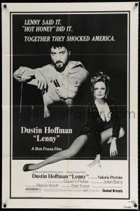 2h560 LENNY style B 1sh '74 Dustin Hoffman as comedian Lenny Bruce w/microphone, Valerie Perrine!