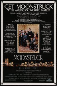 2h643 MOONSTRUCK style C 1sh '87 Nicholas Cage, Danny Aiello, Cher, great cast portrait!