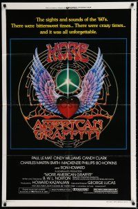 2h644 MORE AMERICAN GRAFFITI style A 1sh '79 Ron Howard, cool psychedelic art by Mouse/Kelley!