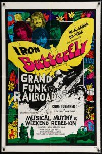2h653 MUSICAL MUTINY/WEEKEND REBELLION 1sh '70 Iron Butterfly, Grand Funk Railroad double-bill!