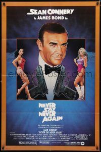 2h661 NEVER SAY NEVER AGAIN 1sh '83 art of Sean Connery as James Bond 007 by Obrero!