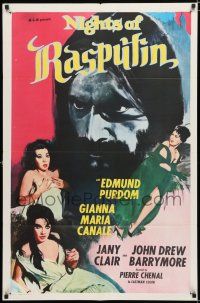 2h668 NIGHT THEY KILLED RASPUTIN int'l 1sh '62 Les nuits de Raspoutine, art of crazy Edmund Purdom!