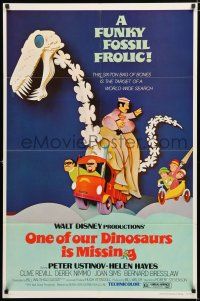 2h692 ONE OF OUR DINOSAURS IS MISSING 1sh '75 Walt Disney, a funky fossil frolic, wacky art!