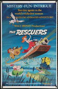 2h735 RESCUERS 1sh '77 Disney mouse mystery adventure cartoon from depths of Devil's Bayou!