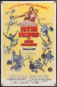 2h776 SEVEN BRIDES FOR SEVEN BROTHERS 1sh R62 Jane Powell & Howard Keel, classic MGM musical!