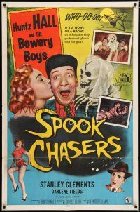 2h828 SPOOK CHASERS 1sh '57 Huntz Hall, Bowery Boys, It's a howl of a prowl!