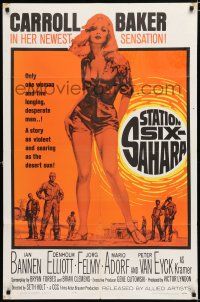 2h844 STATION SIX-SAHARA 1sh '64 super sexy Carroll Baker in the hot motion picture!