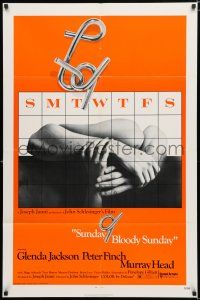 2h861 SUNDAY BLOODY SUNDAY 1sh '71 directed by John Schlesinger, Glenda Jackson, Peter Finch!