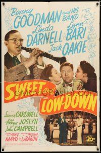 2h868 SWEET & LOW-DOWN 1sh '44 Benny Goodman playing clarinet, Linda Darnell, Bari, Jack Oakie!
