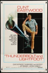 2h905 THUNDERBOLT & LIGHTFOOT style C 1sh '74 artwork of Clint Eastwood with HUGE gun by McGinnis!