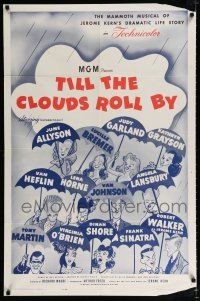 2h908 TILL THE CLOUDS ROLL BY 1sh R62 great art of 13 all-stars with umbrellas by Al Hirschfeld!