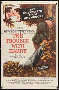 2h930 TROUBLE WITH HARRY 1sh '55 Alfred Hitchcock, Edmund Gwenn, John Forsythe & Shirley MacLaine!