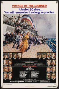 2h960 VOYAGE OF THE DAMNED 1sh '76 Faye Dunaway, Max Von Sydow, Richard Amsel art of cast!