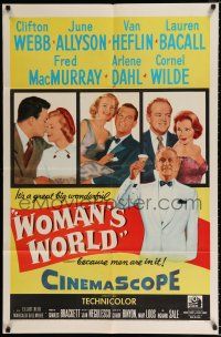 2h983 WOMAN'S WORLD 1sh '54 June Allyson, Clifton Webb, Van Heflin, Lauren Bacall, MacMurray, Dahl