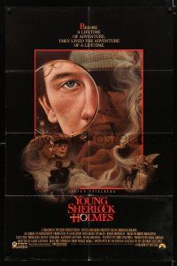 2h995 YOUNG SHERLOCK HOLMES 1sh '85 Steven Spielberg, Nicholas Rowe, really cool detective art!