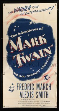 2j621 ADVENTURES OF MARK TWAIN 3sh '44 Fredric March as Twain, the gol-darndest American!