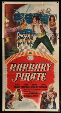 2j637 BARBARY PIRATE 3sh '49 swashbuckler Donald Woods fighting on the high seas!