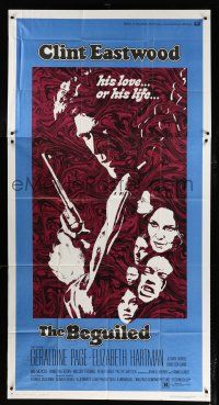 2j641 BEGUILED 3sh '71 cool psychedelic art of Clint Eastwood & Geraldine Page, Don Siegel