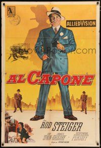 2j366 AL CAPONE Argentinean '59 cool artwork of Rod Steiger as the most notorious gangster!