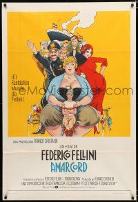 2j370 AMARCORD Argentinean '74 Federico Fellini classic comedy, art by Giuliano Geleng!