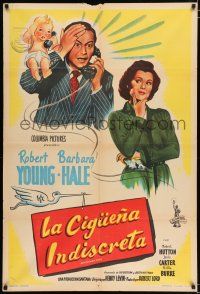 2j374 AND BABY MAKES THREE Argentinean '49 Robert Young, Barbara Hale, wacky art of baby!