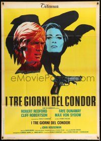 2j105 3 DAYS OF THE CONDOR Italian 1p '76 different art of Robert Redford & Faye Dunaway!