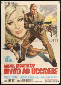 2j108 AGENTE SEGRETO 777 - INVITO AD UCCIDERE Italian 1p '66 art of spy with gun by DeAmicis!
