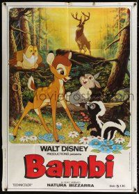 2j119 BAMBI Italian 1p R80s Walt Disney cartoon deer classic, great art with Thumper & Flower!