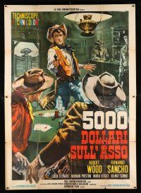 2j037 FIVE THOUSAND DOLLARS ON ONE ACE Italian 2p '66 cool art of gunfight at poker game by Casaro