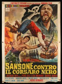 2j044 HERCULES & THE PIRATES Italian 2p '64 Sansone contro il corsaro nero, Sergio Ciani, cool art!