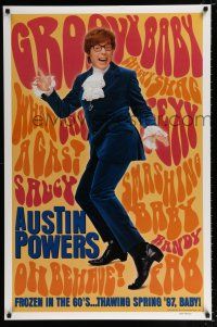 2m072 AUSTIN POWERS: INT'L MAN OF MYSTERY teaser DS 1sh '97 Mike Myers is frozen in 60s thawing 97!
