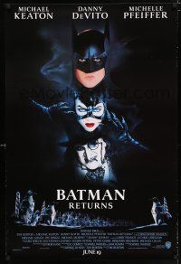 2m083 BATMAN RETURNS advance DS 1sh '92 Michael Keaton, Danny DeVito, Michelle Pfeiffer!