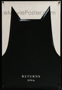 2m084 BATMAN RETURNS teaser DS 1sh '92 Tim Burton directed, Michael Keaton, cool image!