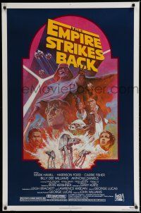 2m014 EMPIRE STRIKES BACK 1sh R82 George Lucas sci-fi classic, cool artwork by Tom Jung!